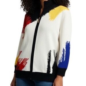 St John Collection Resort '09 Group 1 Abstract Brushstroke Cardigan Sweater S